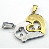  Fashion Kiss Puzzle Titanium Couples Pendant Necklace Love Gift (Free Chain)(One Pair)