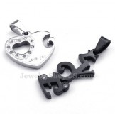 Fashion Titanium Couples Hearts Pendant Necklace (Free Chain)(One Pair)