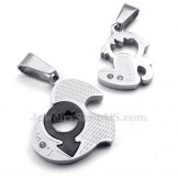 Titanium Couples Two Hearts Pendant Necklace (Free Chain)(One Pair)
