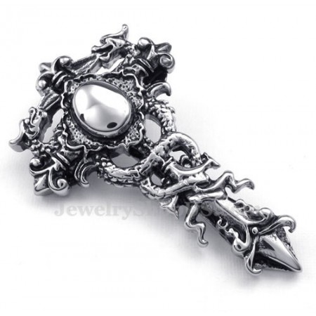 Titanium Double Dragon Pendant Necklace (Free Chain)