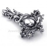 Titanium Double Dragon Pendant Necklace (Free Chain)