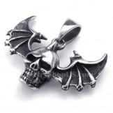 Wings Titanium Skull Pendant Necklace (Free Chain)