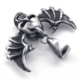 Wings Titanium Skull Pendant Necklace (Free Chain)