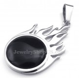 Titanium Silver FireBall Pendant Necklace (Free Chain)