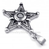 Black Zircon Titanium Lucky Star Pendant Necklace (Free Chain)