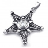 White Zircon Titanium Lucky Star Pendant Necklace (Free Chain)