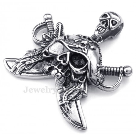 Titanium Skull Corsair Pendant Necklace (Free Chain)