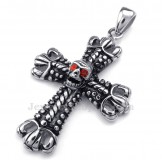 Titanium Cross Pendant Necklace Adorned With Skull (Free Chain)