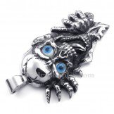 Titanium Blue Eyes Skull Pendant Necklace (Free Chain)