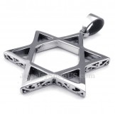 Hollow Out Star Men Personality Titanium Pendant Necklace (Free Chain)