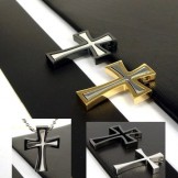 man's titanium steel 2 parts cross necklace-1 piece