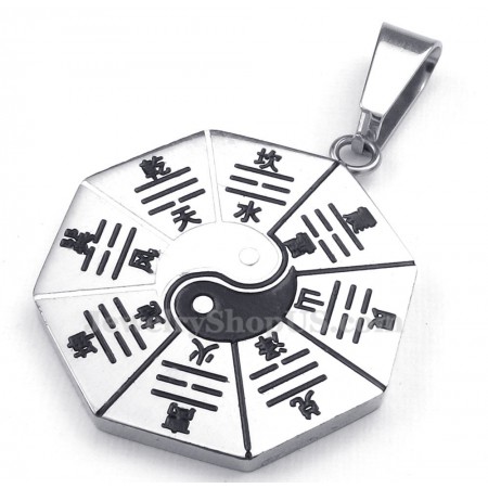 Titanium Eight Diagrams Pendant Necklace (Free Chain)