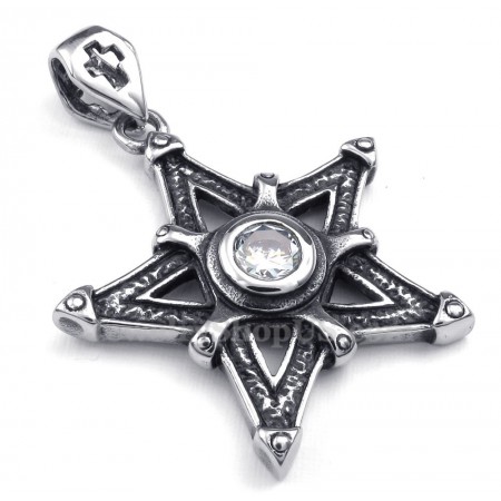 White Zircon Titanium Star Pendant Necklace (Free Chain)