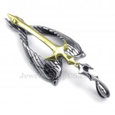 Wings Titanium Gold Cross Pendant Necklace (Free Chain)