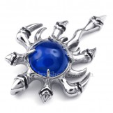 Blue Zircon Titanium Claw Pendant Necklace (Free Chain)
