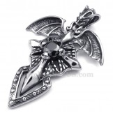 Black Zircon Titanium Pterosaur Pendant Necklace (Free Chain)