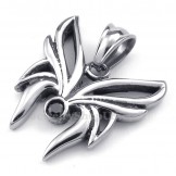 Black Zircon Titanium Butterfly Pendant Necklace (Free Chain)