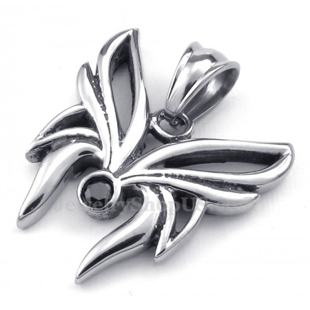 Black Zircon Titanium Butterfly Pendant Necklace (Free Chain)