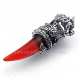 Red Titanium Dragon Tooth Pendant Necklace  (Free Chain)