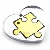 Gold Couples Titanium Hearts Pendant Necklace (Free Chain)(One Pair)