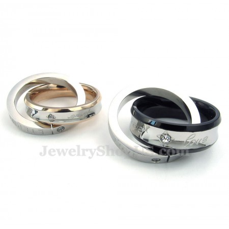 Titanium Couples Interlocking Circles Pendant Necklace (Free Chain)(One Pair)