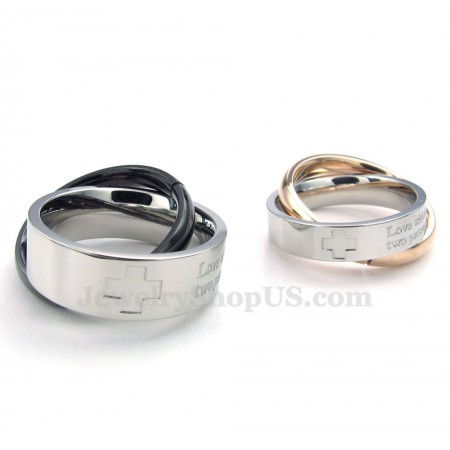 Titanium Cross Couples Pendant Necklace (Free Chain)(One Pair)