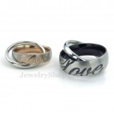 Titanium Couple Interlocking Circles Pendant Necklace (Free Chain)(One Pair)