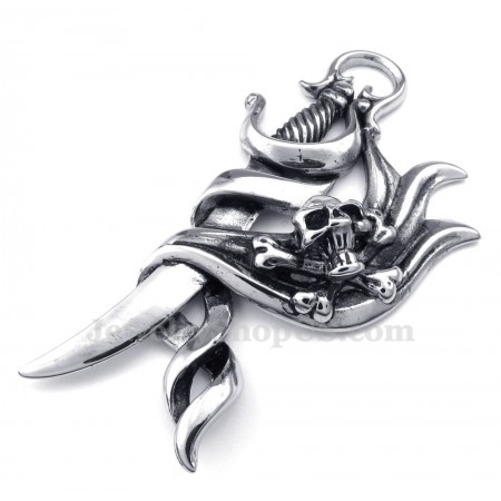 Skull Titanium Knife Pendant Necklace (Free Chain)
