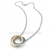 Titanium Interlocking Circles Couples Pendant Necklace (Free Chain)(One Pair)
