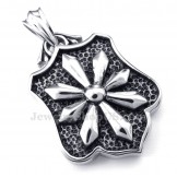 Titanium Flower Cards Pendant Necklace (Free Chain)