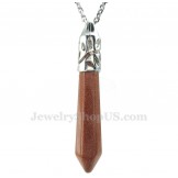Titanium Goldstone Pendant Necklace (Free Chain)