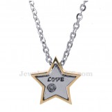 Titanium Five-pointed Star Couples Pendant Necklace (Free Chain)(One Pair)