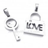 Titanium Silver Key Couples Pendant Necklace (Free Chain)(One Pair)