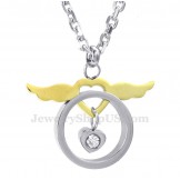 Fashion Titanium Wings Hearts Couples Pendant Necklace (Free Chain)(One Pair)