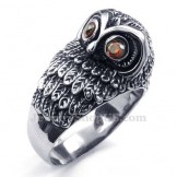 Titanium Owl Ring with Red Zircon Eyes