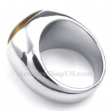 Mens Fashion Titanium Ring with Ornamental Stone