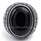 Titanium Ring with Black Ornamental Stone