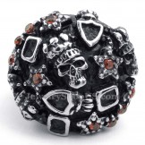Titanium Skull Ring with Red Zircon