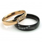 Gold Titanium Heart Ring with White Zircon