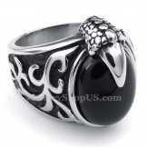 Titanium Black Agate Inlaid Ring