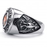 Titanium Ring with Red Zircon