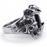 Titanium Black Agate Inlaid Ring