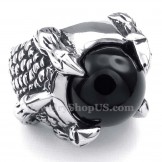 Titanium Black Agate Inlaid Ring