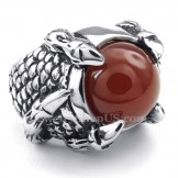 Titanium Black Agate Inlaid Ring