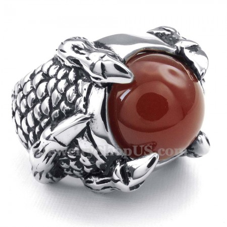 Titanium Black Agate Inlaid Ring