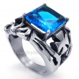 Titanium Ring with Blue Ornamental Stone