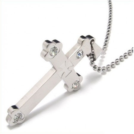 Cool Man Sliver Cross Pure Titanium Pendant Gift