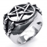 Titanium Hollow Five-pointed Star Ring