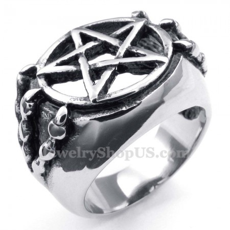 Titanium Hollow Five-pointed Star Ring