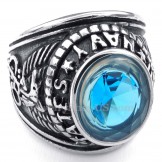 Titanium Ring with Blue Zircon